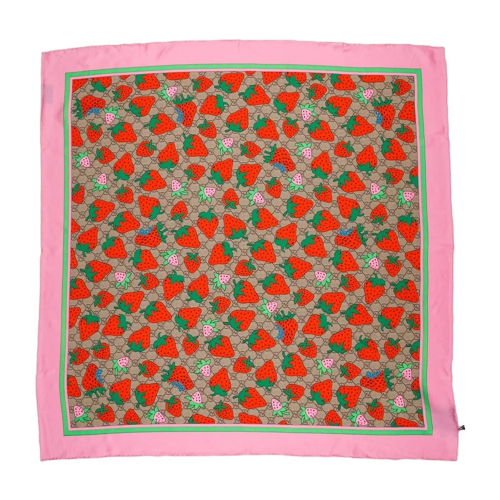 Gucci Tasty Strawberry Silk Scarf